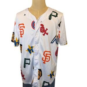 Rebel Minds MLB Logo Button Front Top Shirt Men size XL *as is*